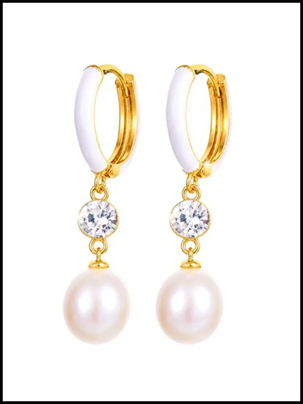14K Gold Plated Pearl Dangle Earrings for Women, Hypoallergenic Sterling Silver